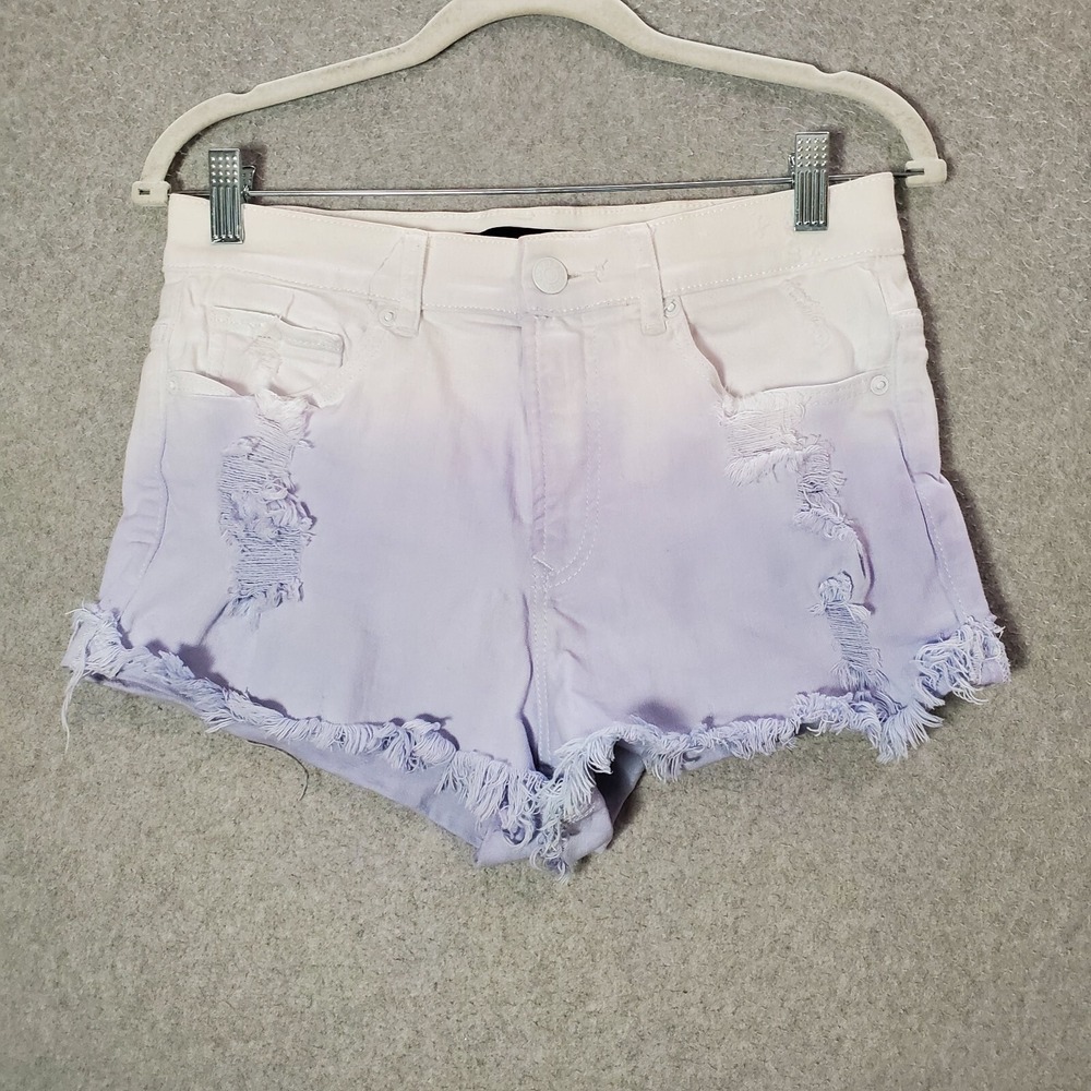 Express Women Shorts 6 Purple Ombre Jean Cutoff Distressed Shortie Hi Rise READ